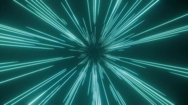 光るネオンの集中線がセンターから操作状に広がるアニメ効果線ループ背景動画素材 / Glowing neon warp lines radiating from the center anime speed line loop background video
