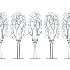 Obraz premium Minimalist landscape featuring a seamless pattern of bare tree silhouettes with leafless branches and winter silhouette aesthetic for design.