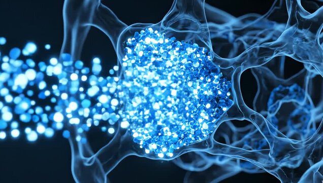 Calcium minerals reinforcing weakened bone tissue, glowing mineral particles flowing into transparent bone matrix structures
