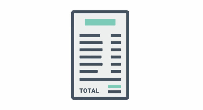 A simple, flat design icon representing a receipt with a total section