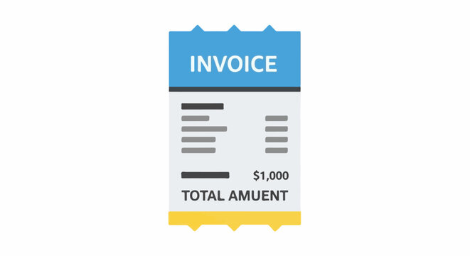 A stylized graphic of a bill with "INVOICE" at the top and a total amount due