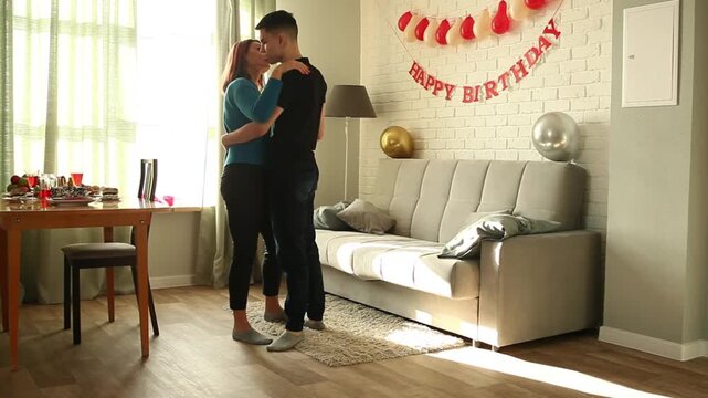 Mother and son dancing slow dance
