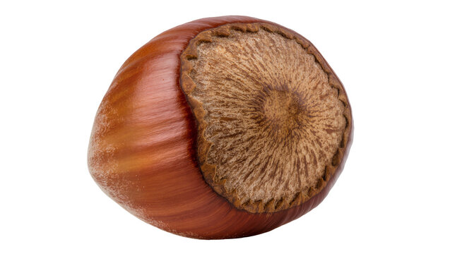 Single whole hazelnut with textured shell and visible seed pattern