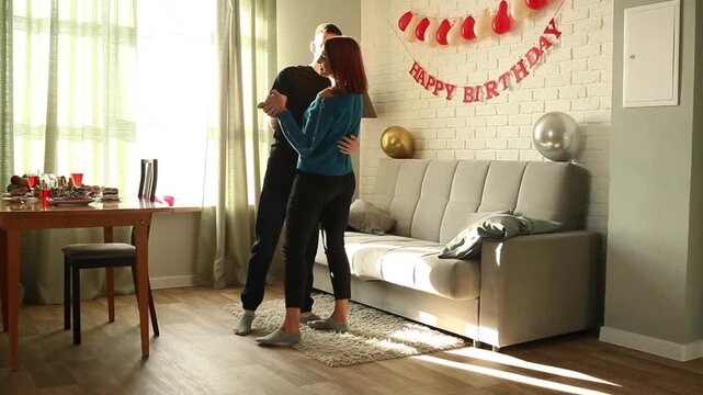 Mother and son dancing slow dance