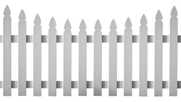 White picket fence section with pointed tops