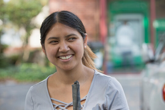 Woman with Visual Impairment using her cane