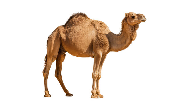 Dromedary camel with one hump standing profile view