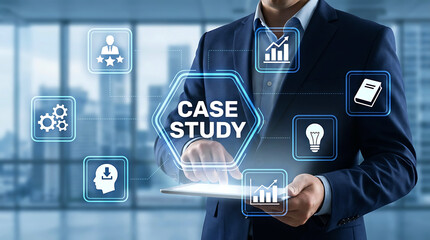 Fototapeta premium Business Case Study Analysis Digital Strategy Innovation Management