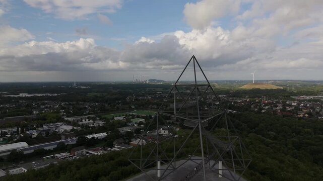 Bottrop Tetraeder Frame Aerial Over Ruhr Town and Hills Germany