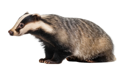 European Badger with distinctive black and white striped face © Sophia