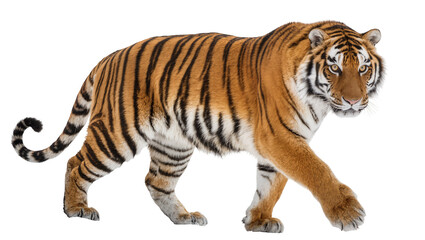 Obraz premium Bengal tiger walking forward with orange and black stripes