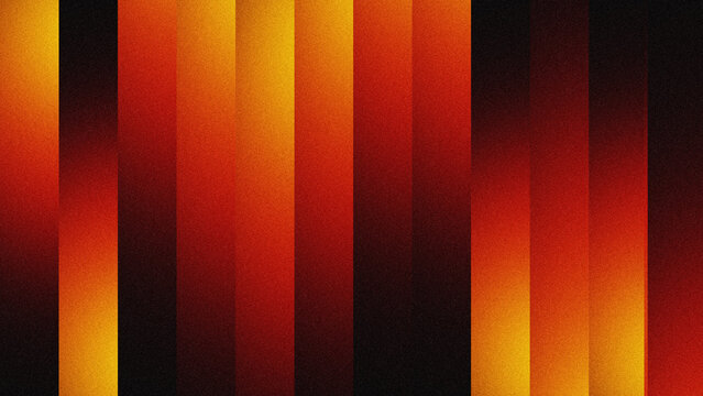 Abstract vertical stripes gradient background with grainy texture, geometric orange red and black bar pattern
