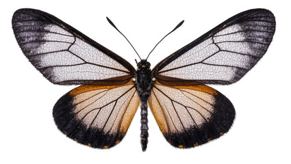 Glasswing butterfly with wings and black and orange markings © Sophia