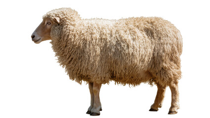 Fluffy sheep with thick wool standing sideways © Sophia