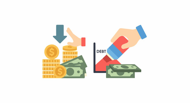 Visual representation of financial management, showing debt reduction