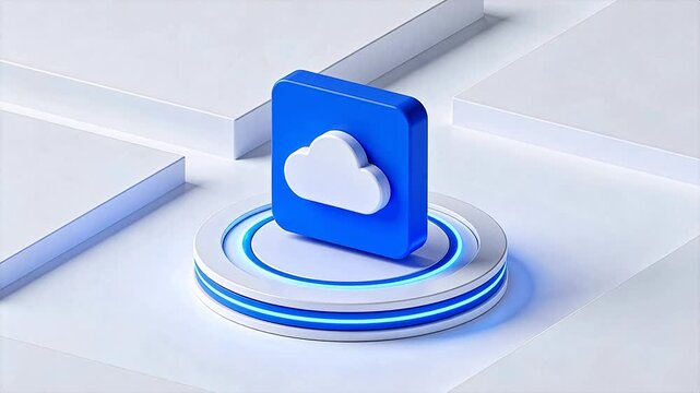 Blue cloud icon on circular platform