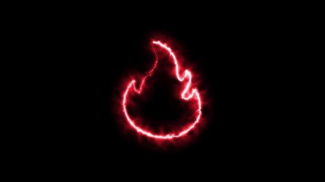 Stylized fire flame icon made of blue, purple and pink neon glass. Concept of hot energy, gas, passion, and modern aesthetic design.4k motion graphics video animation
