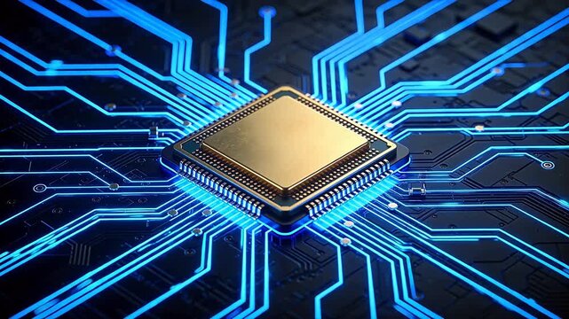 Microchip with glowing circuitry