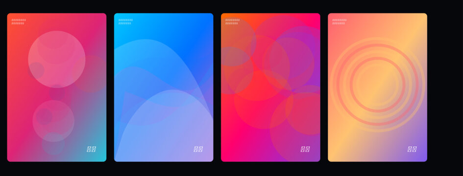 Gradient background, colorful mobile screens, vibrant wallpaper, abstract designs, 4 elements