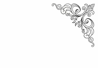 Fototapeta premium Elegant Hand Drawn Swirl Corner Ornament Design Element.