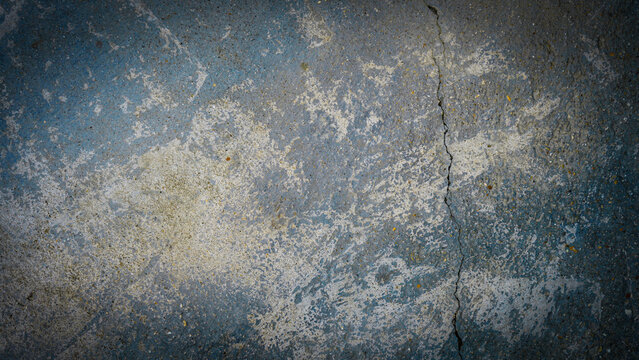 Blue and gray concrete cracked floor background with grunge texture surface.