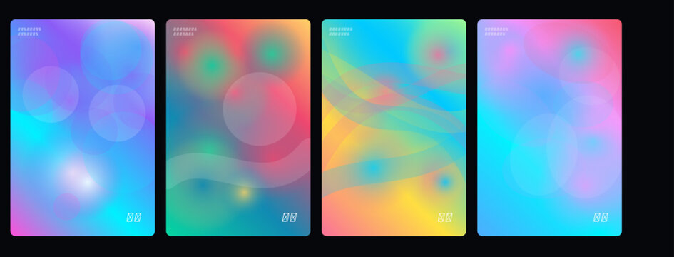 Abstract colorful backgrounds, holographic effects, gradient textures, neon rectangles