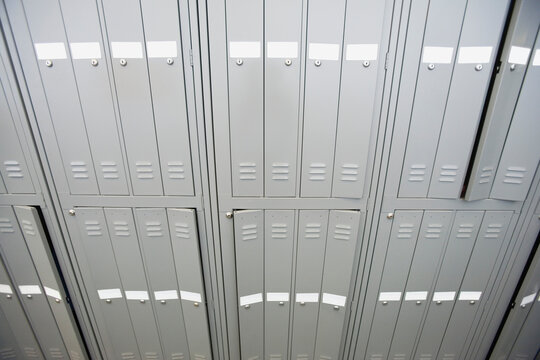 High angle view of lockers