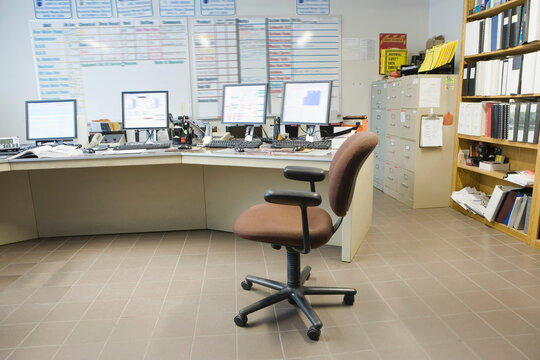 Interiors of an empty control room