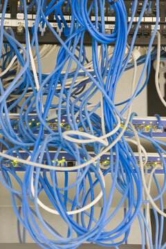 Wires connected to computer server