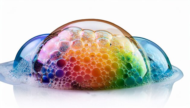 Soap Foam Colorful Bubbles Isolated On White