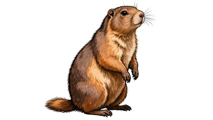 Groundhog standing upright with fur detail © Emma