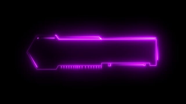 gLOWING NEON Futuristic HUD interface panel animation with glowing teal horizontal frame and indicator details, ideal for lower thirds, progress bars and UI overlays.4K MOTION GRAPHICS VIDEO