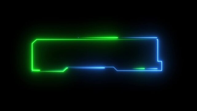Glowing neon Futuristic HUD Element with Glowing Neon Lines on Black Background.4k motion video