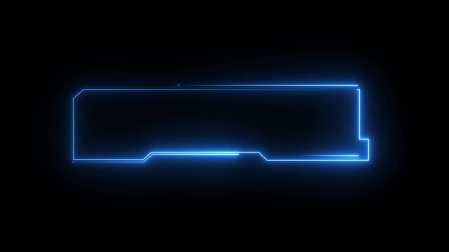 Glowing neon Futuristic HUD Element with Glowing Neon Lines on Black Background.4k motion video