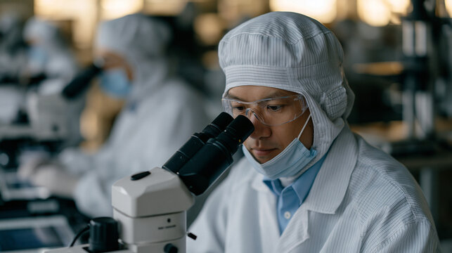 Quantum dot display technology pilot production line runs inside a flat panel manufacturing facility during golden-hour shift changeover, quality engineers using