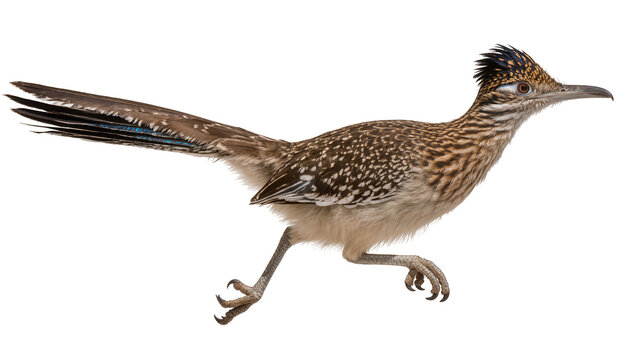 Greater Roadrunner bird with crest and long tail running