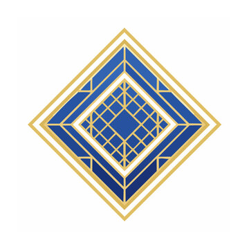 Geometric Art Deco Diamond Pattern in Blue and Gold