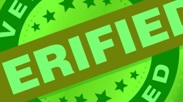Animated verified badge stamp motion graphics with green screen background for digital media