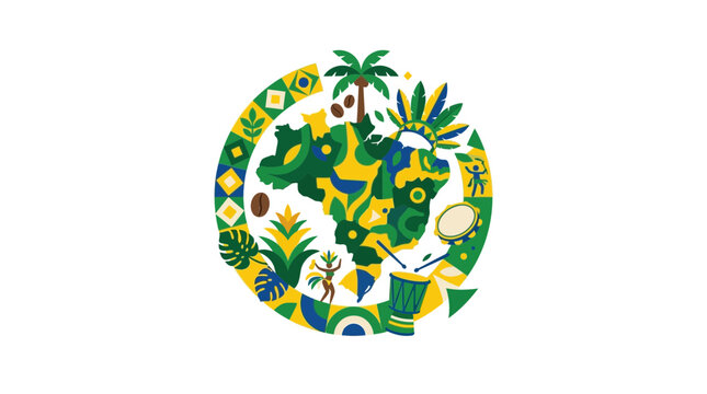 Colorful Afrobeat Culture Illustration with African Symbols and Musical Instruments
