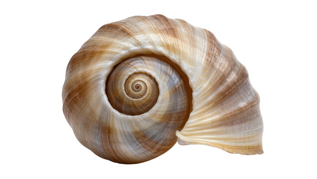 Spiral seashell with brown and beige stripes