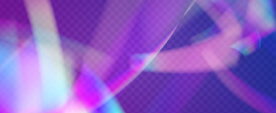 Rainbow Light Leak Prism. Iridescent Prism Background.  Lens Streaks On A Holographic Overlay With Abstract Glare And Sunlight. Crystal  Light Leak Effect.