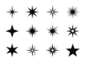 Fototapeta premium Set of decorative sparkle, twinkle, and star icons