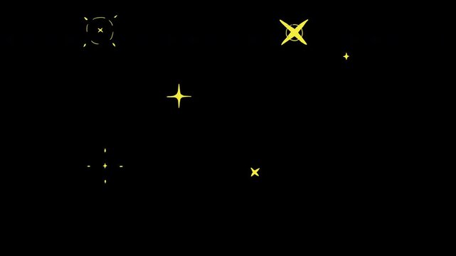手書きのキラキラしたかわいい星が弾けて消えるループ素材,落書き,荒い,揺れる,アルファチャンネル