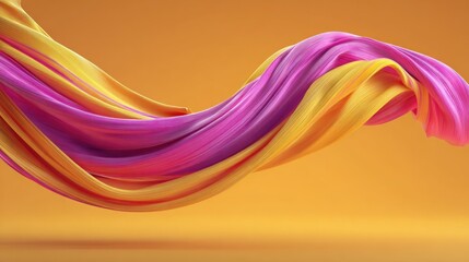 Fototapeta premium Abstract colorful fluid ribbon flows dynamically across a warm colored background