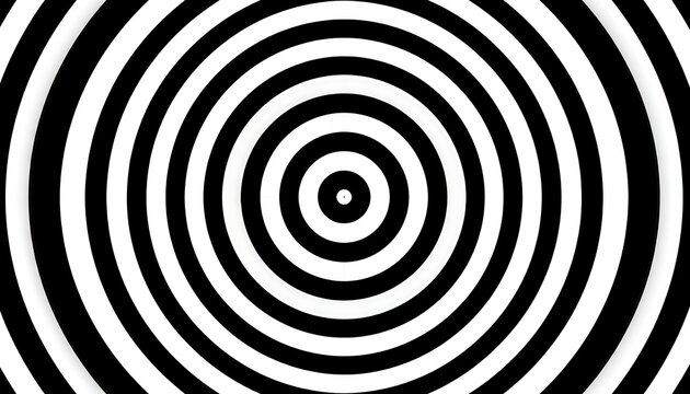 Concentric circles of black and white create a visually hypnotic, radial pattern that draws the eye inward