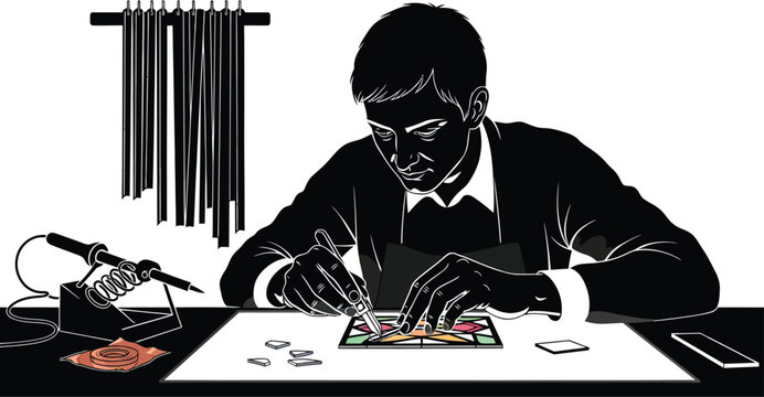 Man soldering small electronic components