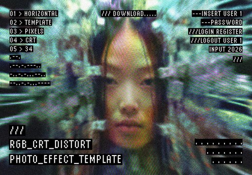 RGB Distort Photo Effect &ndash; CRT for Album Cover & Social Media (PSD)