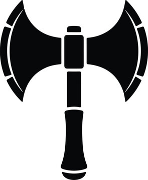 Silhouette vector of a double headed medieval battle axe weapon design