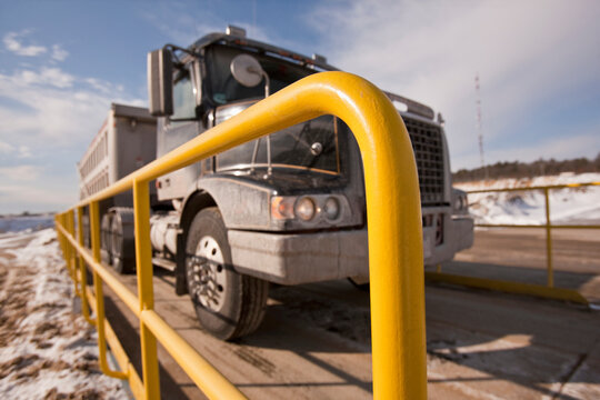 Semi-truck on a weighing scale
