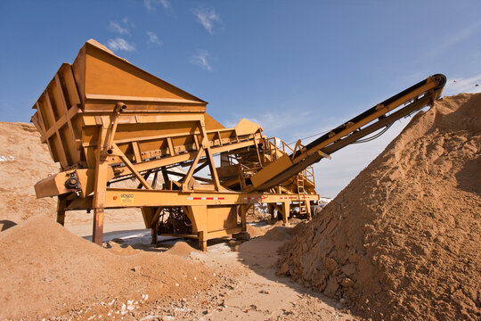 Separator for crushed stones and sand at a construction site